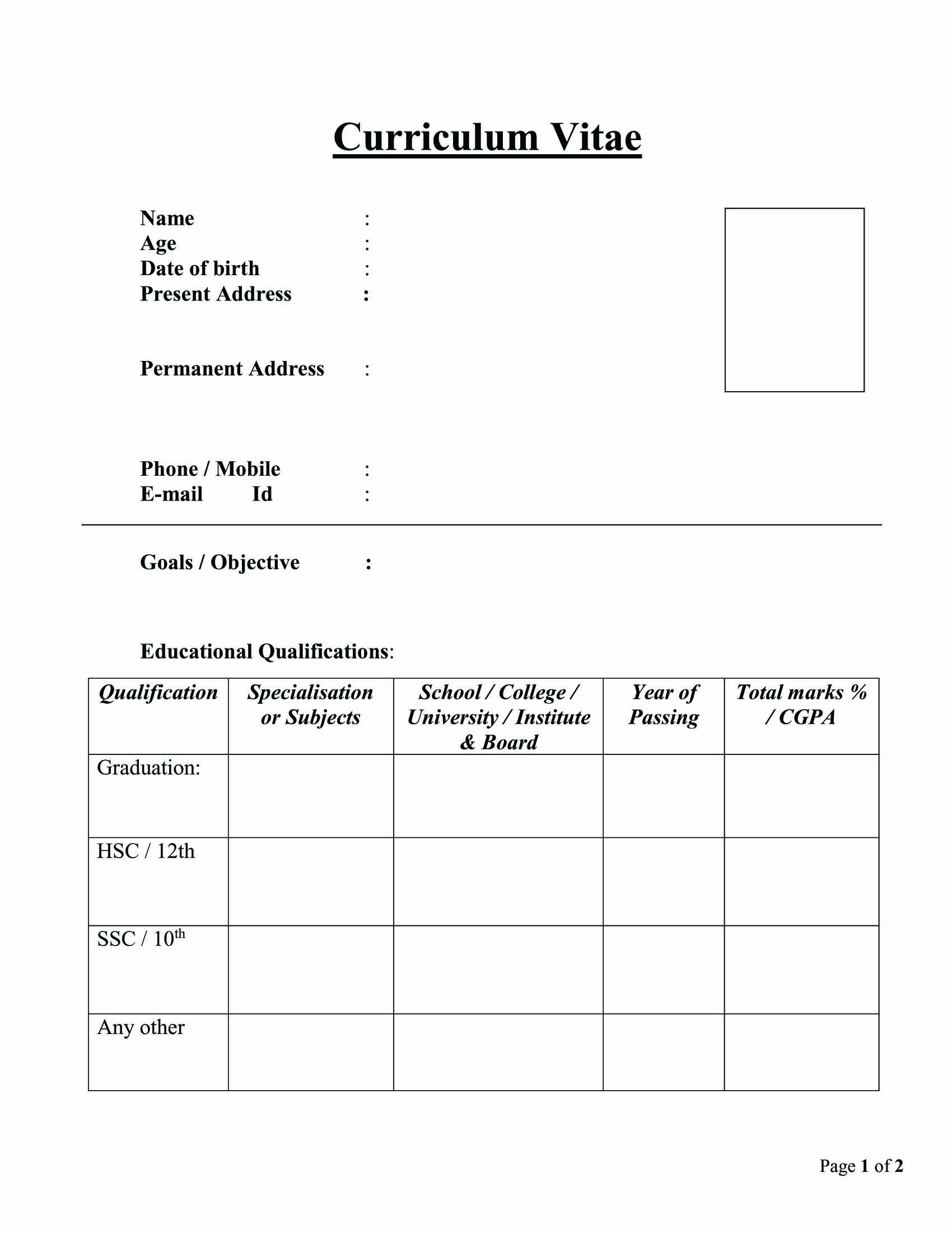 Simple CV Format » Picturedensity