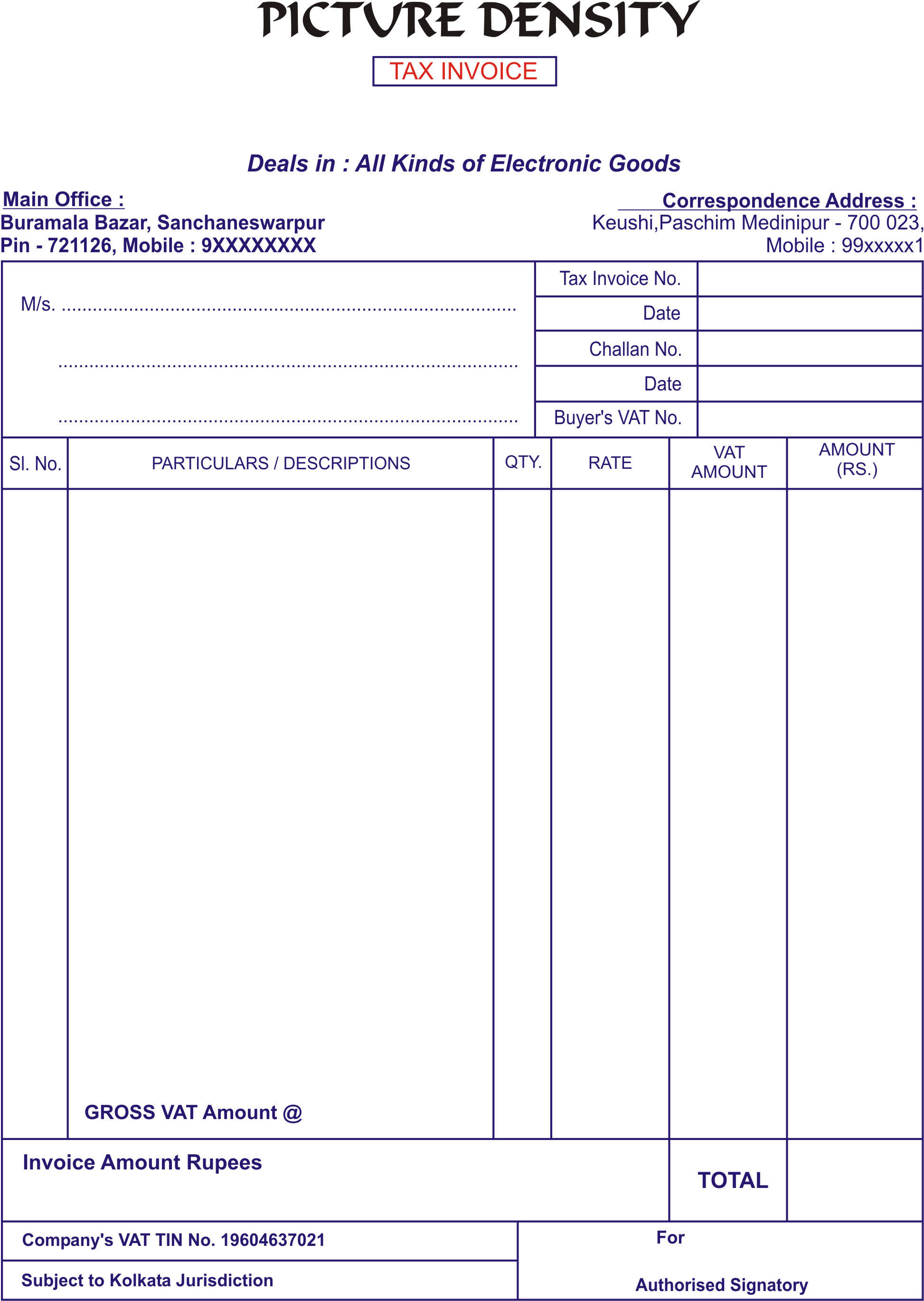 english invoice form invoice Density english Tax matter Picture »