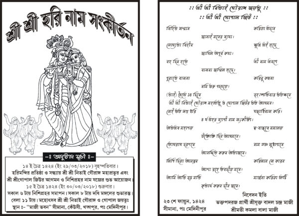 Bengali Marriage Manu Card Format Picture Density