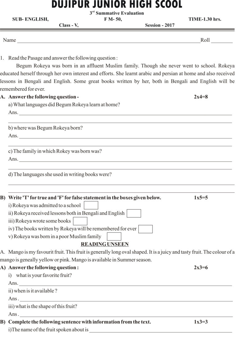 English Question Paper Class 10 Pdf