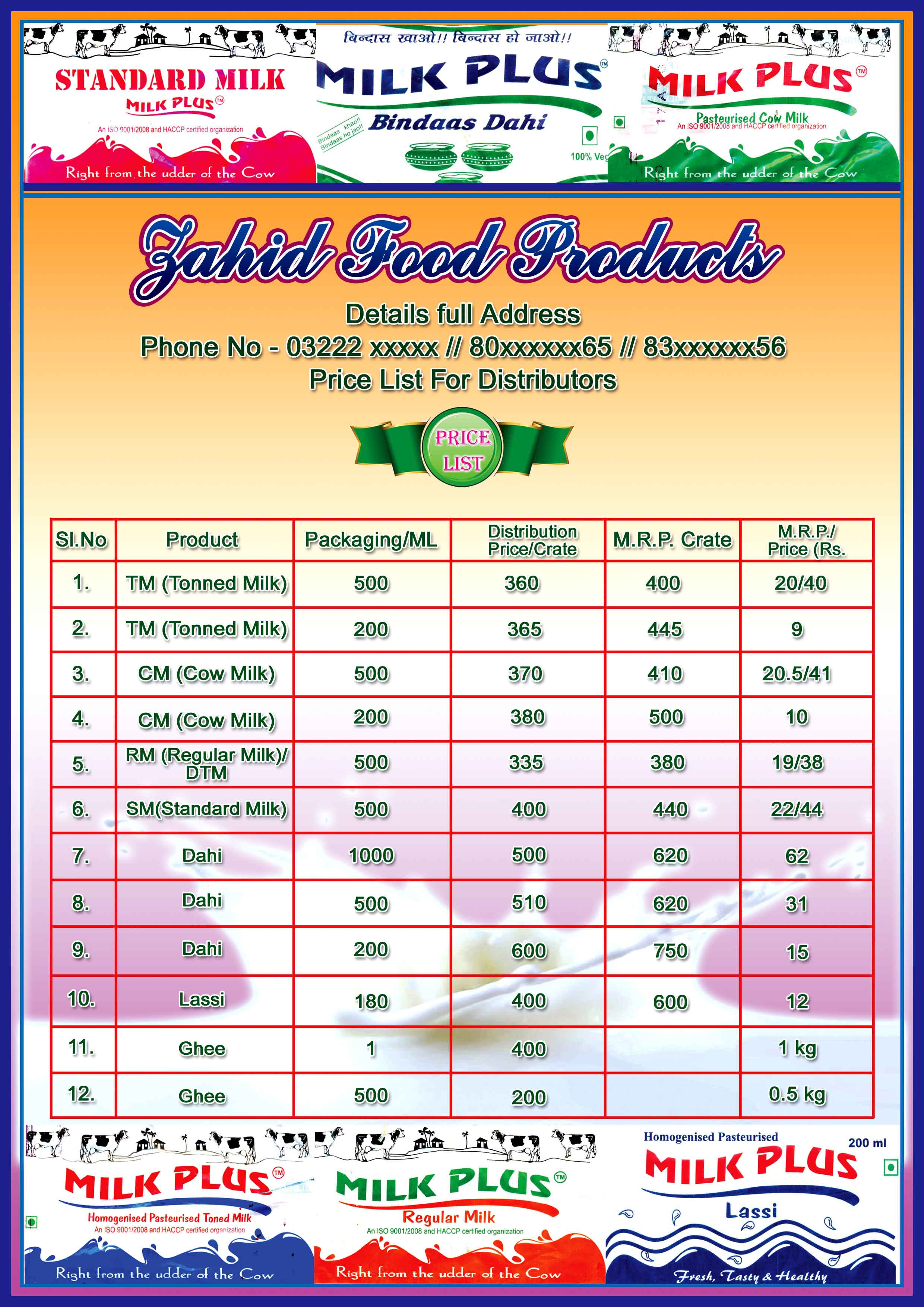 Food Products Price List Psd Picturedensity