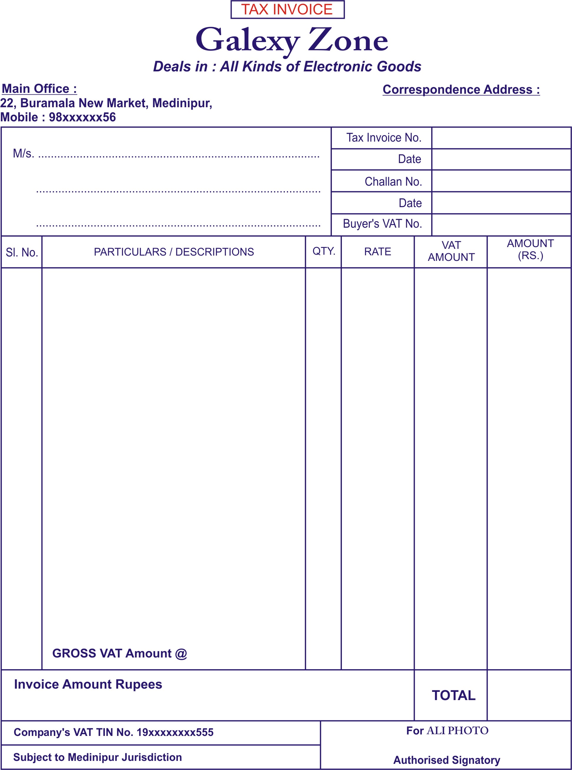 online mobile bill format in word