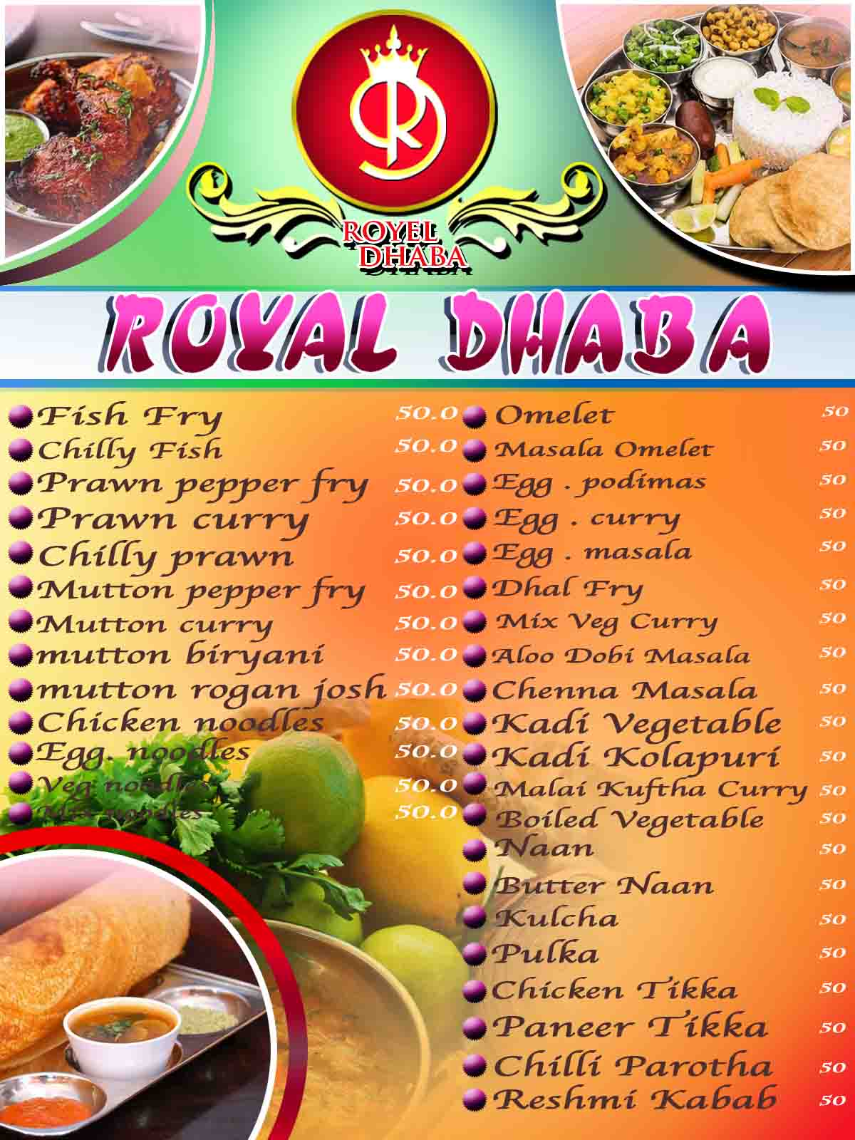 simple psd menu card design for dhaba hotel » Picture Density