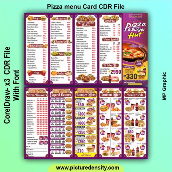 Pizza menu Card CDR File